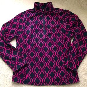 Lands End- Navy and Fuchsia Pink 1/4 Zip Fleece Pullover